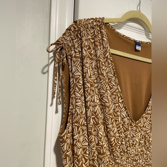 NWT Old Navy Size XL Tan Waist-Defined Sleeveless Tie-Shoulder Mesh Mini Dress - Picture 6 of 15